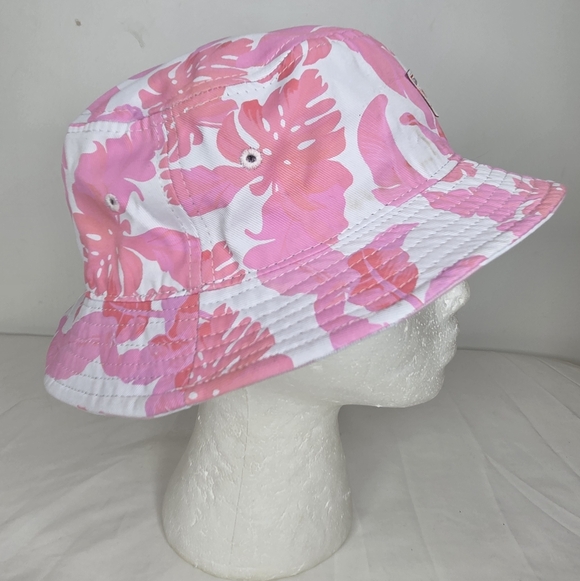 Guess OS Pink and White Striped/ Tropical Bucket Hat - Picture 6 of 10